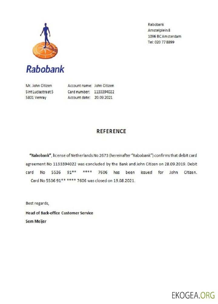 Référence Pays , Bas , Rabobank , closure